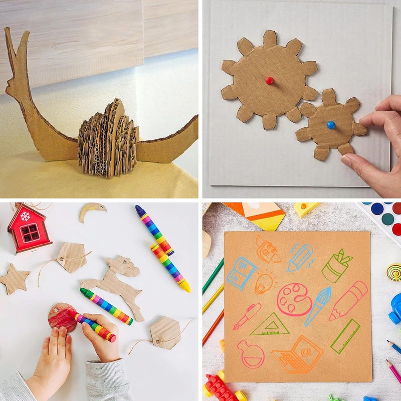 YZtree 50 Corrugated Cardboard Sheets - 12x12 Inches Flat Card Board Inserts LP record Corrugated Cardboard Insert Pads for Packing, Mailing, DIY Crafts - Image 4